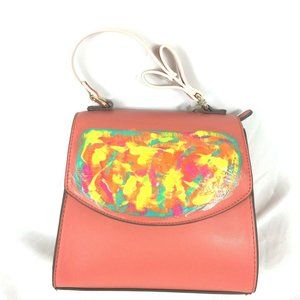 Hand Painted Purse Handbag Crossbody Bag Peach Neo
